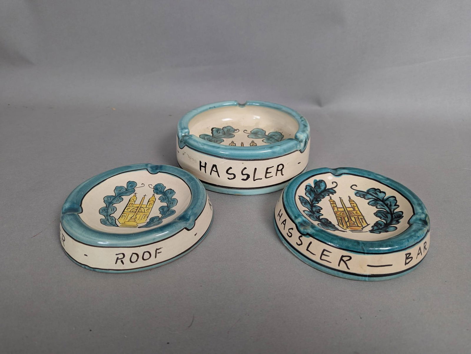 1960s Hassler Hotel Rome Art Pottery Ashtrays Set of Three (1 of 6)