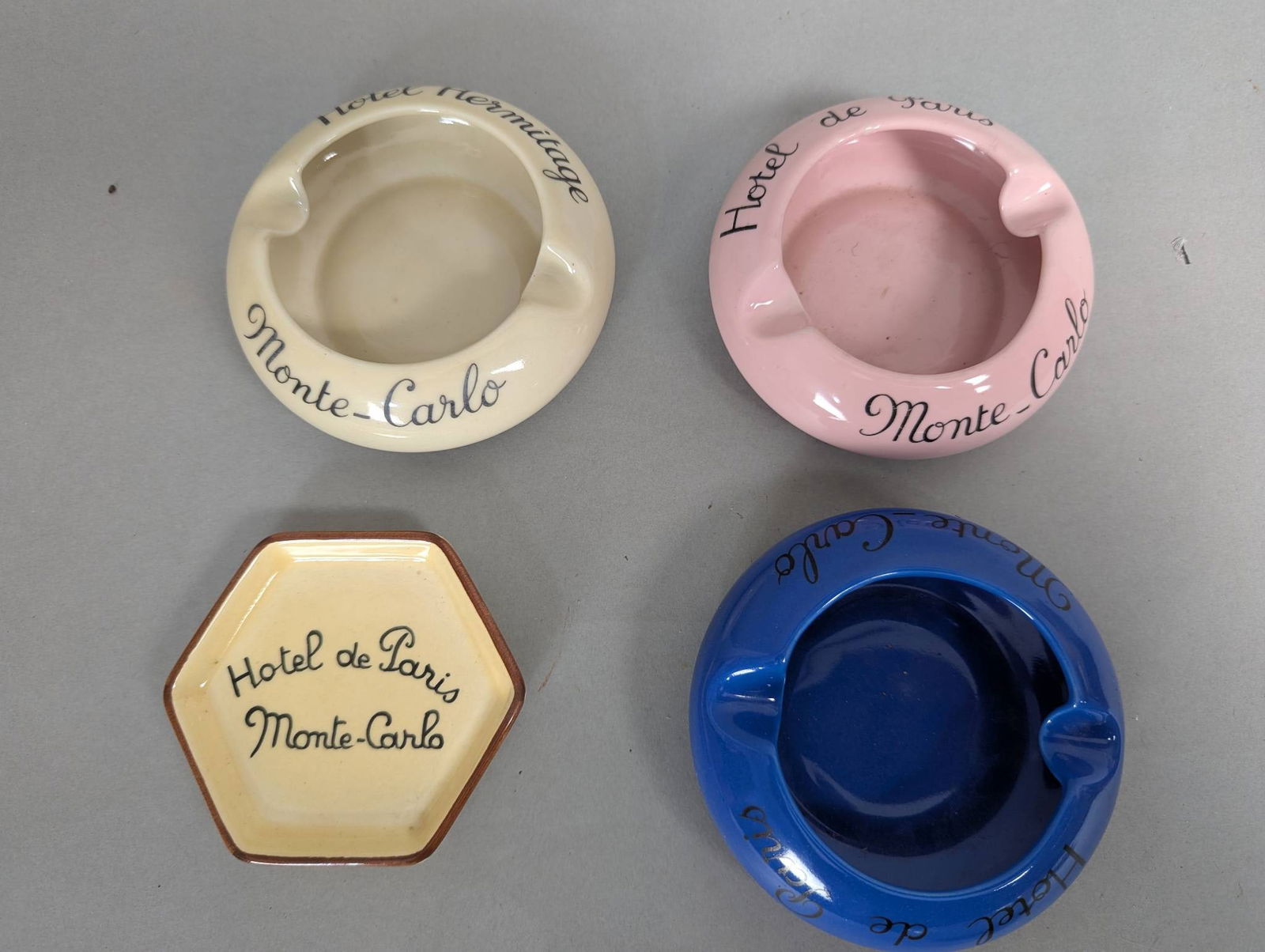 4 Hotel Paris and Hermitage Ashtrays by St Uze Drome (1 of 6)