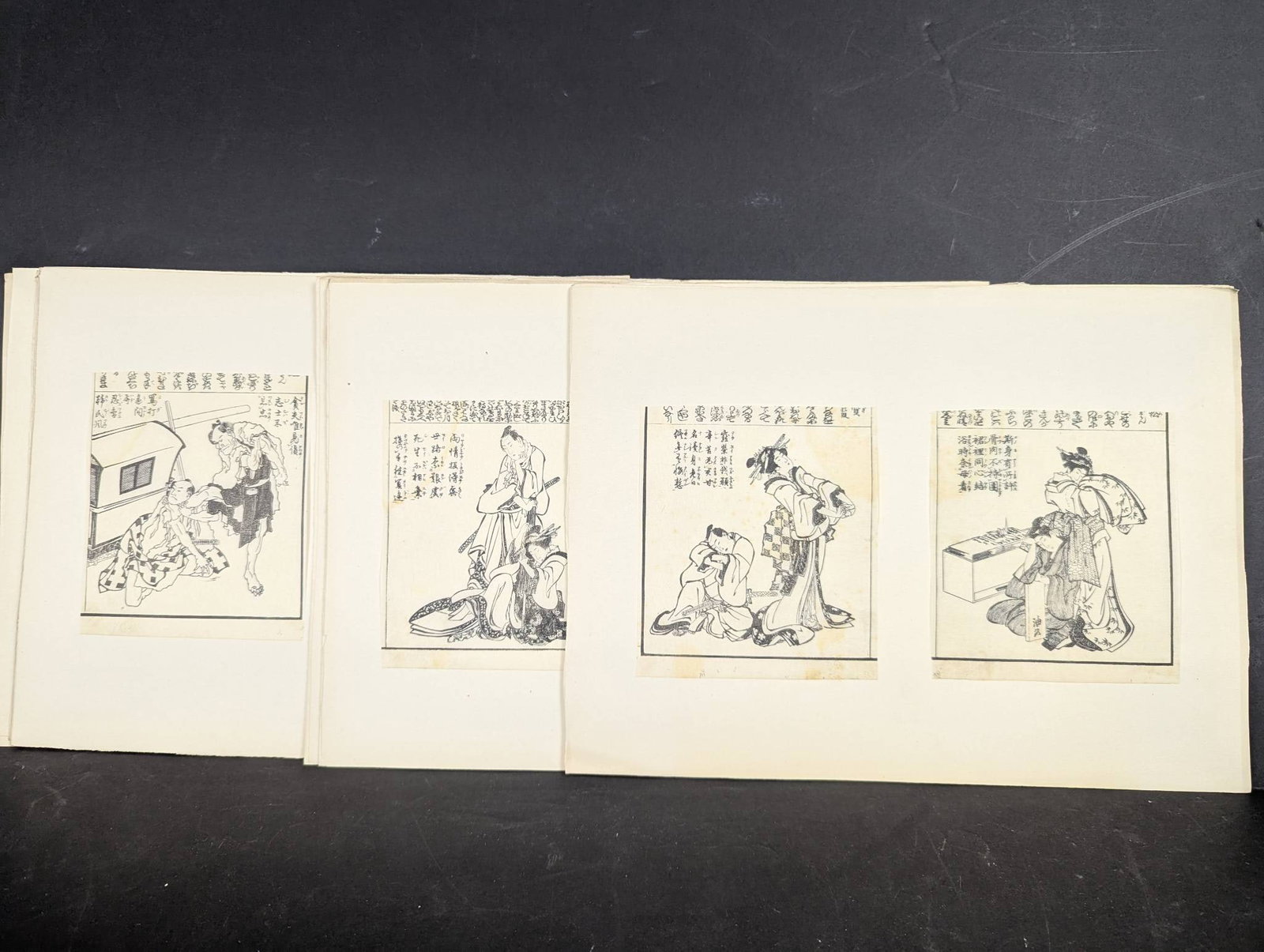 29 Original 19th Century Japanese Woodblock Prints by Hokusai: 29 original 19th century Japanese woodblock prints by Katsushika Hokusai. Each print measures approximately 6 inches in height and 6 inches in width. These woodblock prints were originally featured as
