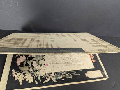 Japanese Woodblock Print Collection by Toshikata: Original 19th-century Japanese woodblock print book by Toshikata, containing 36 prints and two colophons. The assembled book measures approximately 9 1/2 inches in height and 14 inches in width. This