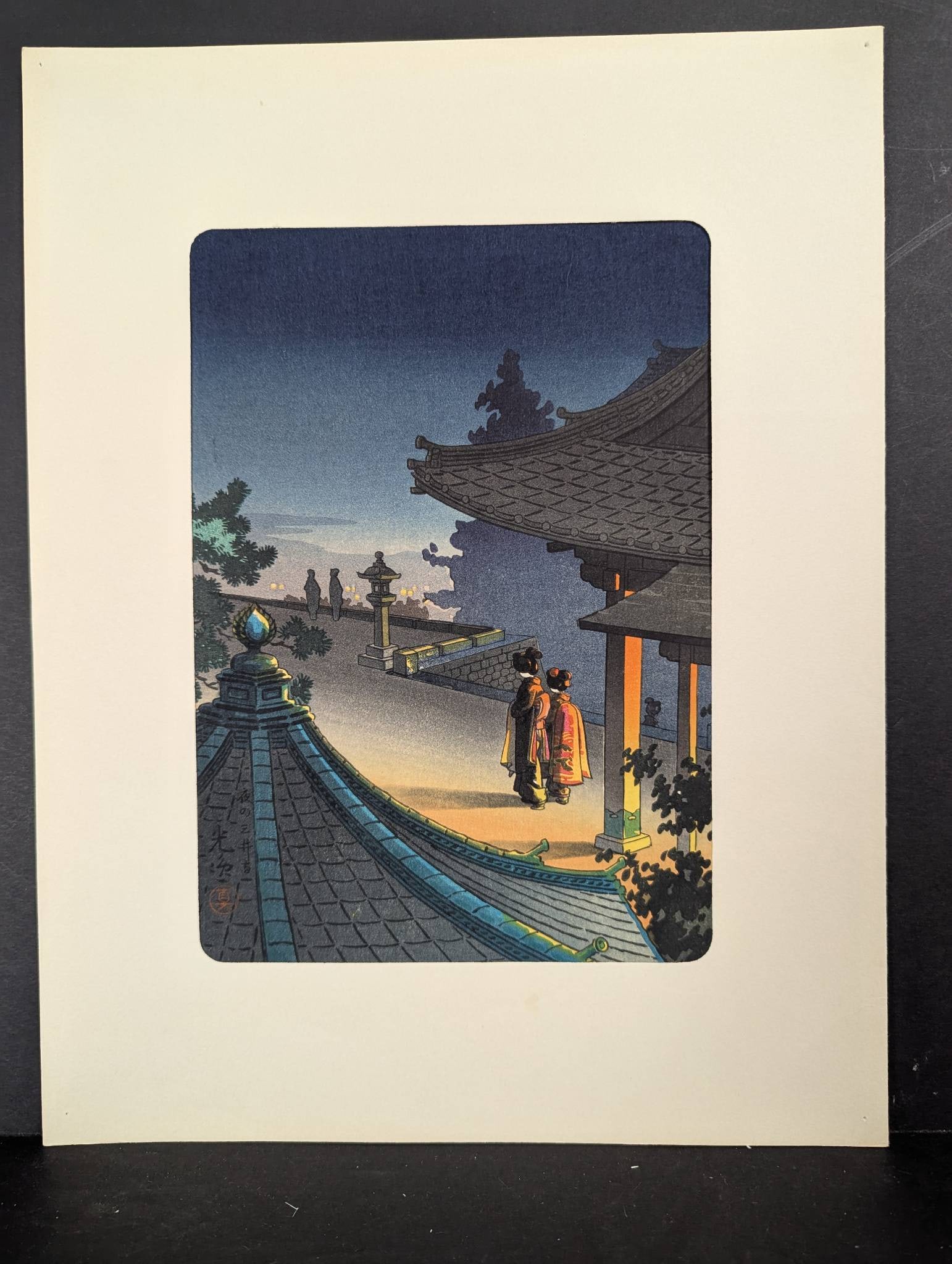 Japanese Woodblock Print Evening at Miidera Temple by Tsuchiya Koitsu (1 of 9)