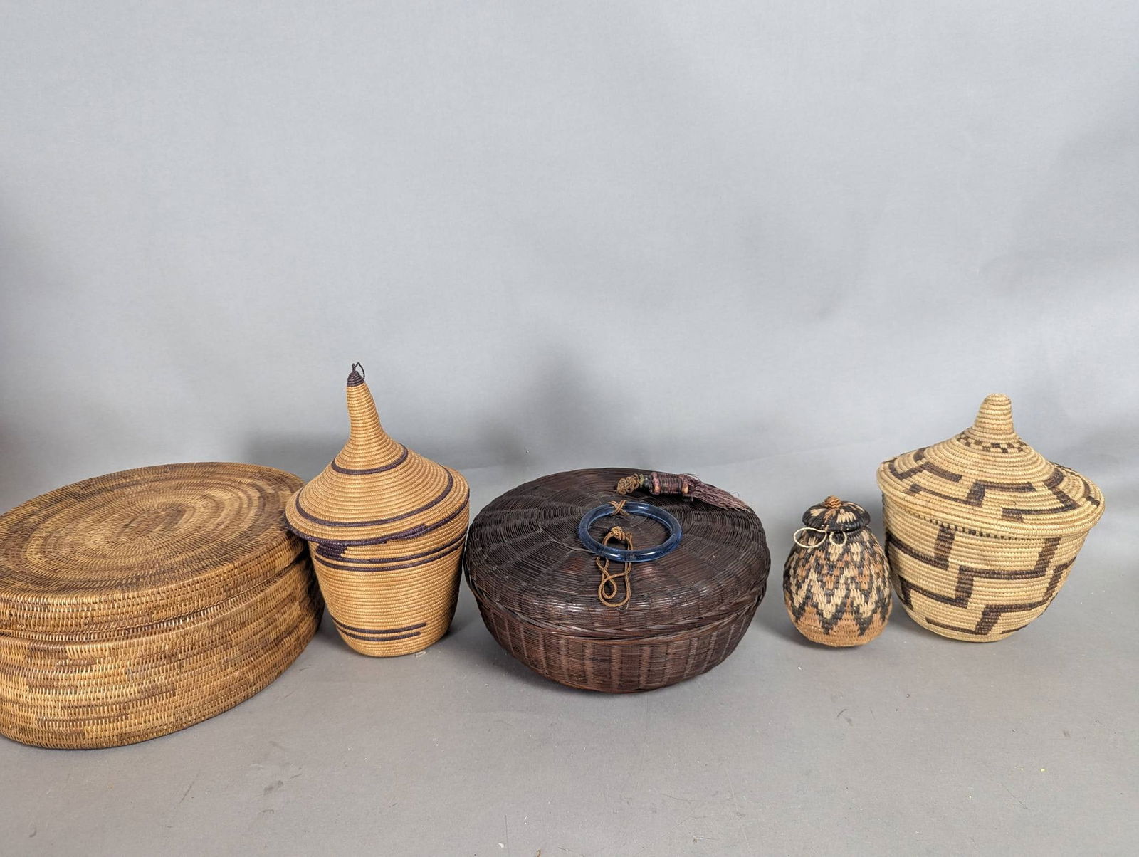 Woven Basketry Including Lidded Containers African Asian Native Indian (1 of 8)