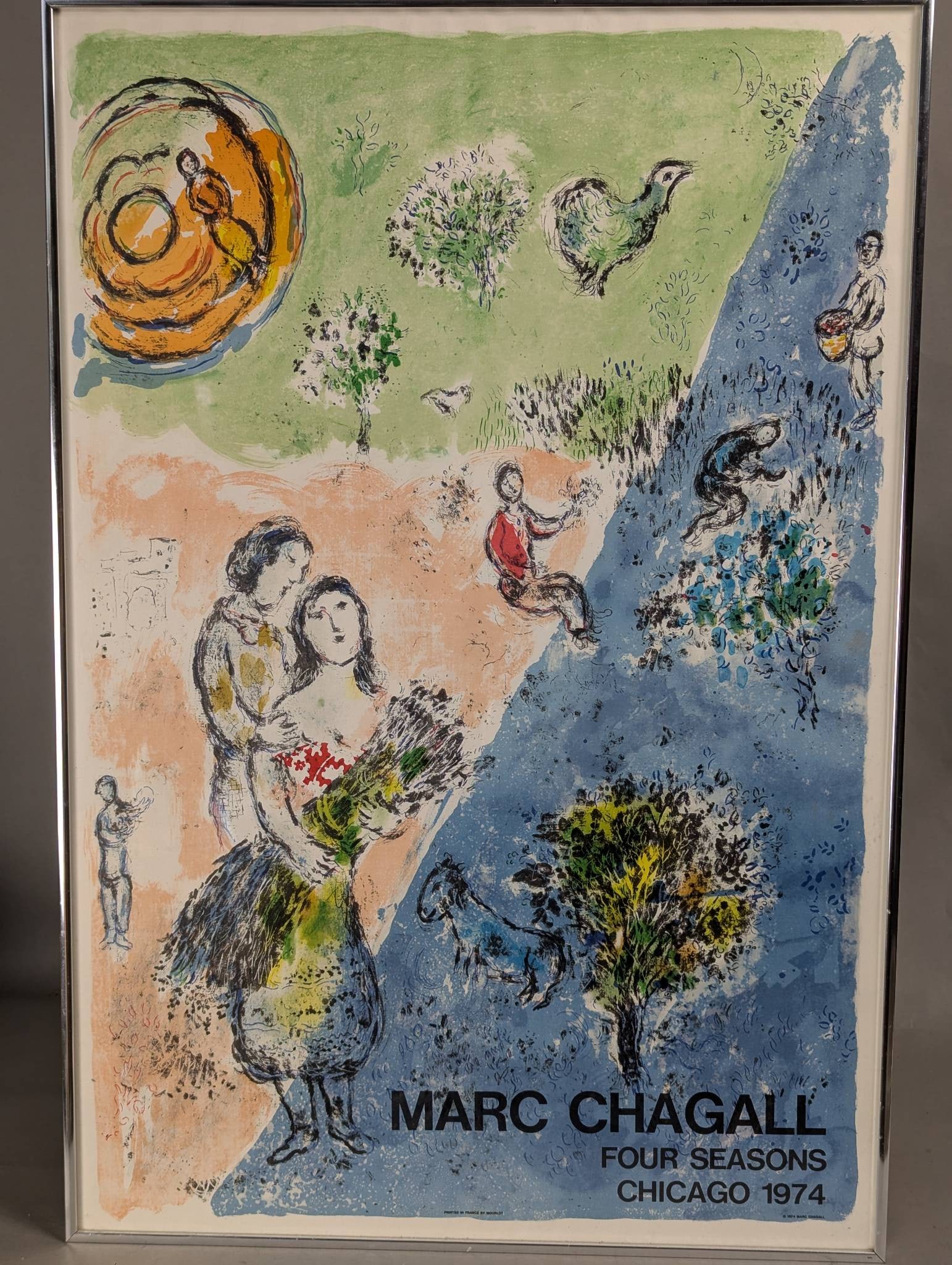 Marc Chagall Four Seasons Chicago 1974 Poster Framed Under Glass (1 of 12)