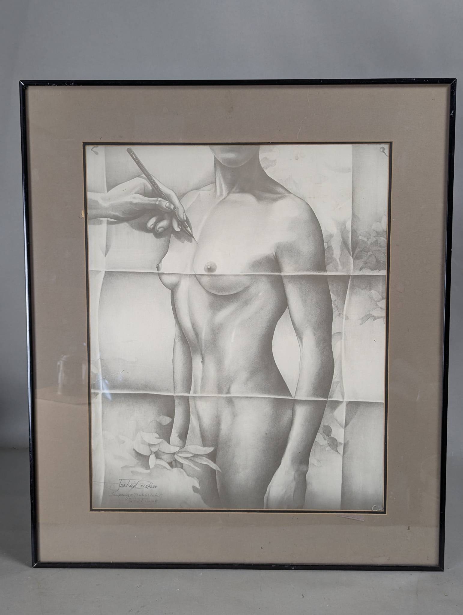 Jon Reich Transparency II Graphite Artwork Print with Frame: Graphite artwork by Jon Reich titled Transparency II. The framed dimensions are 24 inches high, 28 inches wide, and 1 inch deep, with the image measuring 17 inches high and 21 inches wide. Jon Reich i