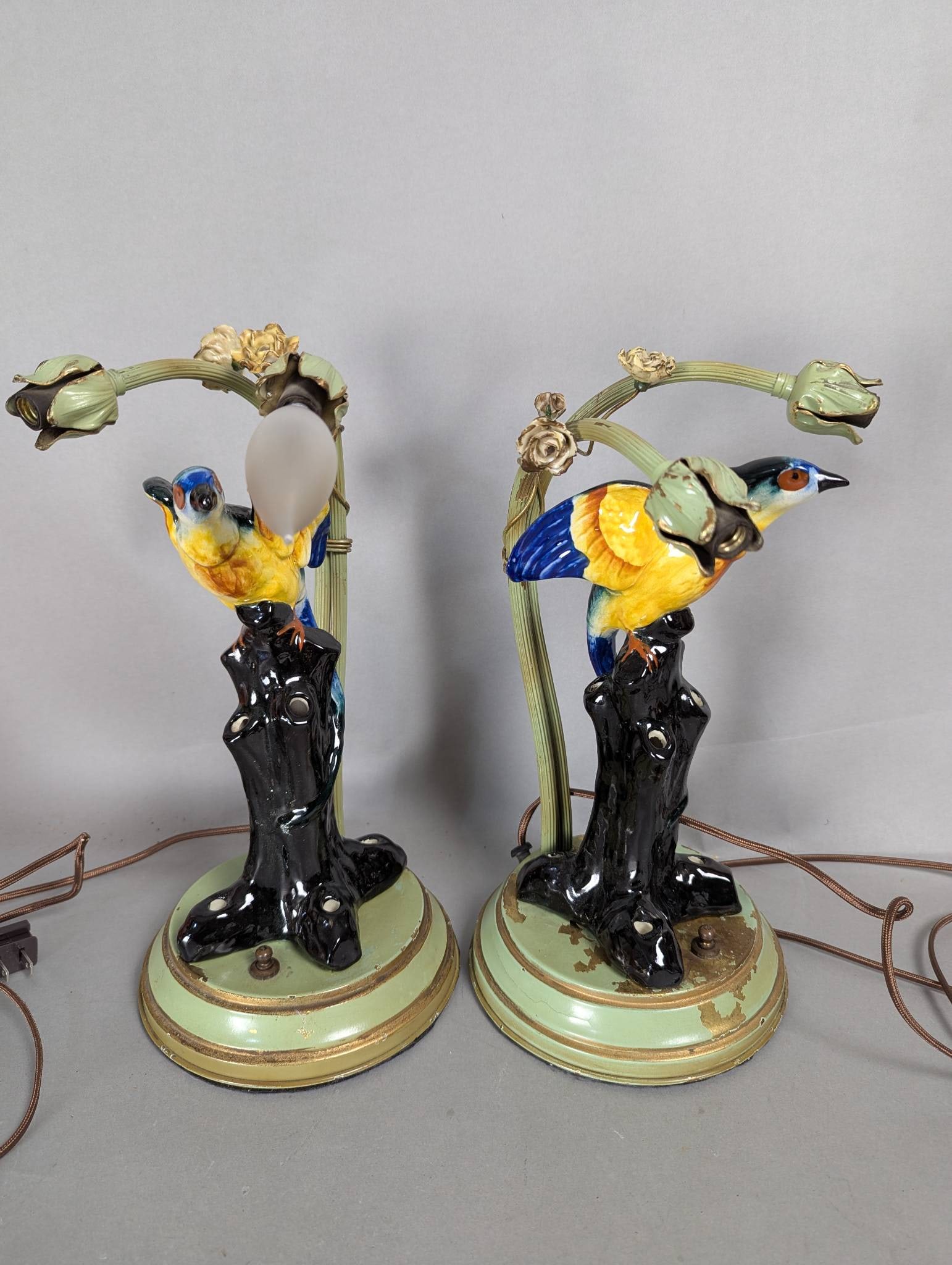 Decorative Porcelain Bird Lamps with Floral Elements (1 of 7)