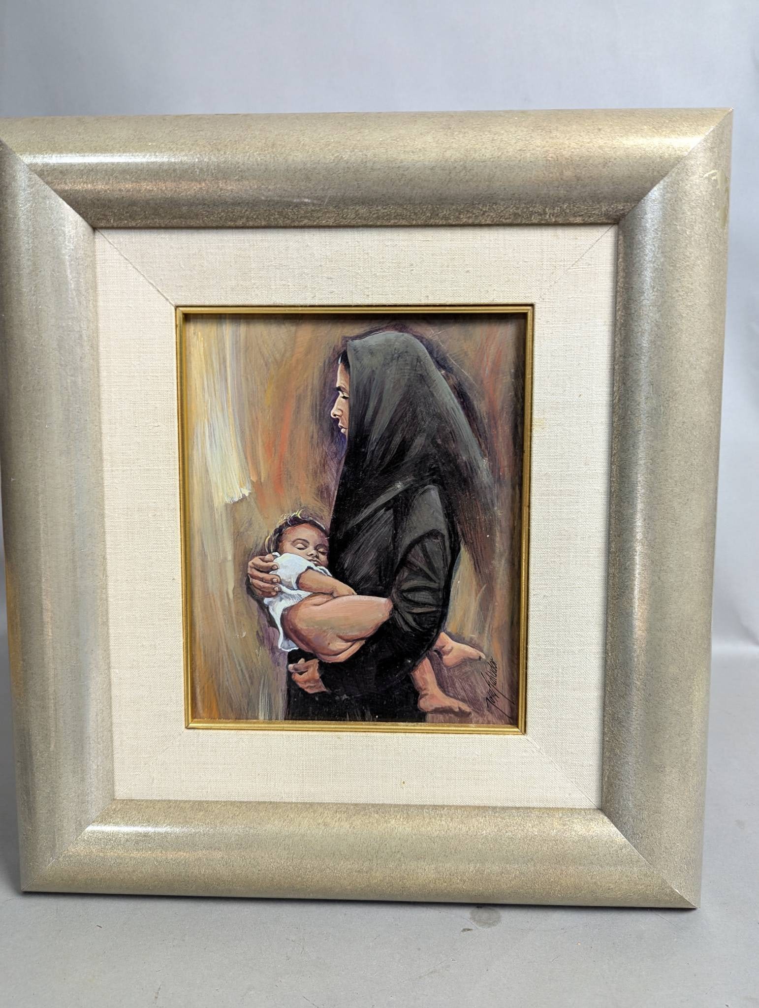 Jose Salvador Oil on Board Depicting Woman Holding Child (1 of 11)