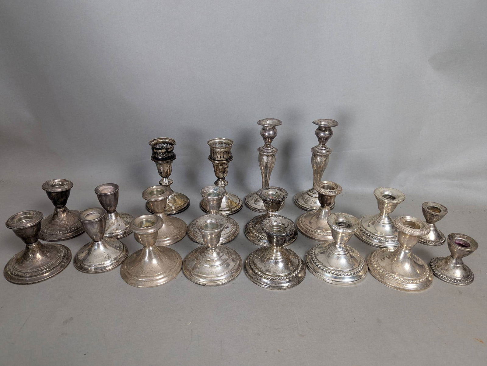 10 Sterling Silver Weighted Candlestick Holder Pairs by Gorham and Others (1 of 7)