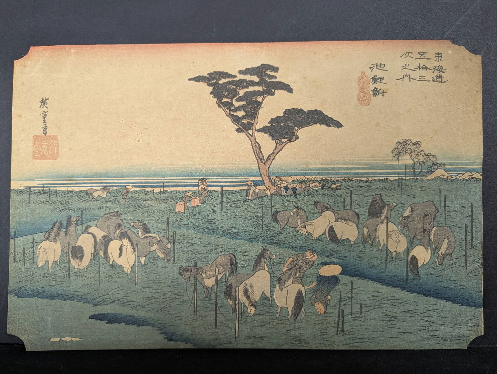 Japanese Woodblock Print Reproduction by Ando Hiroshige Depicting Horse Fair (1 of 8)