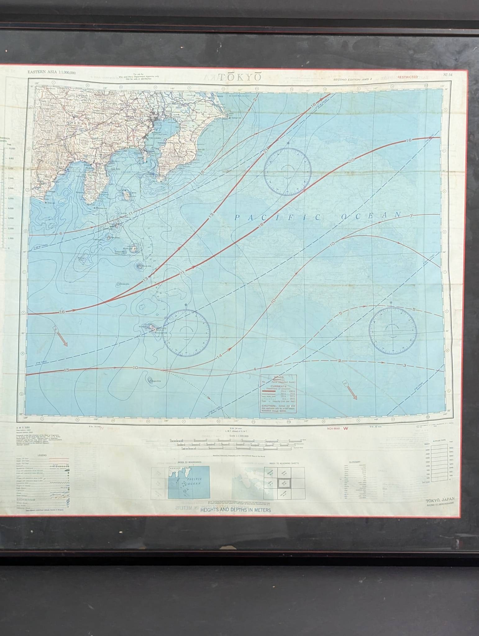 World War 2 Army Sip Escape Map Service Framed Chart of Tokyo and Osaka 1943 (1 of 14)