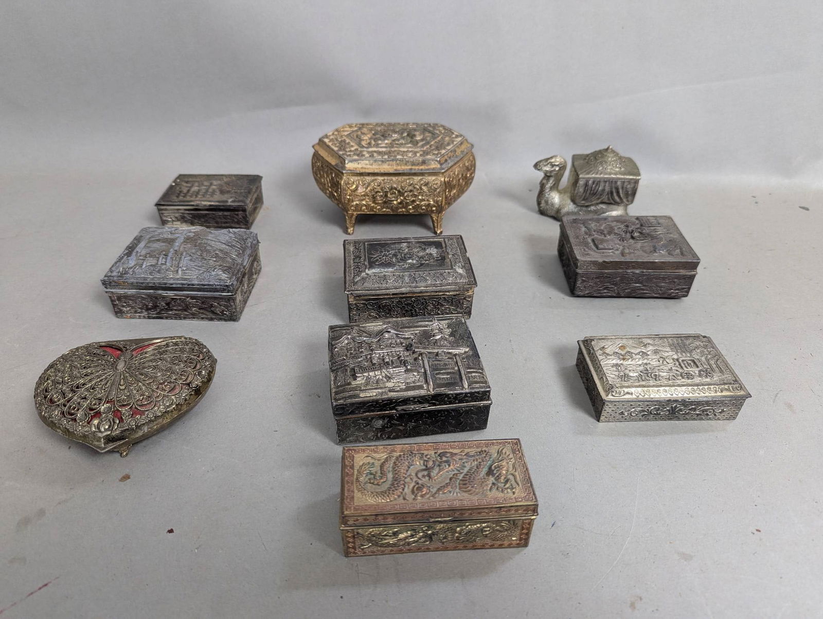 10 Japanese Metal Assorted Trinket Boxes with Various Designs (1 of 12)