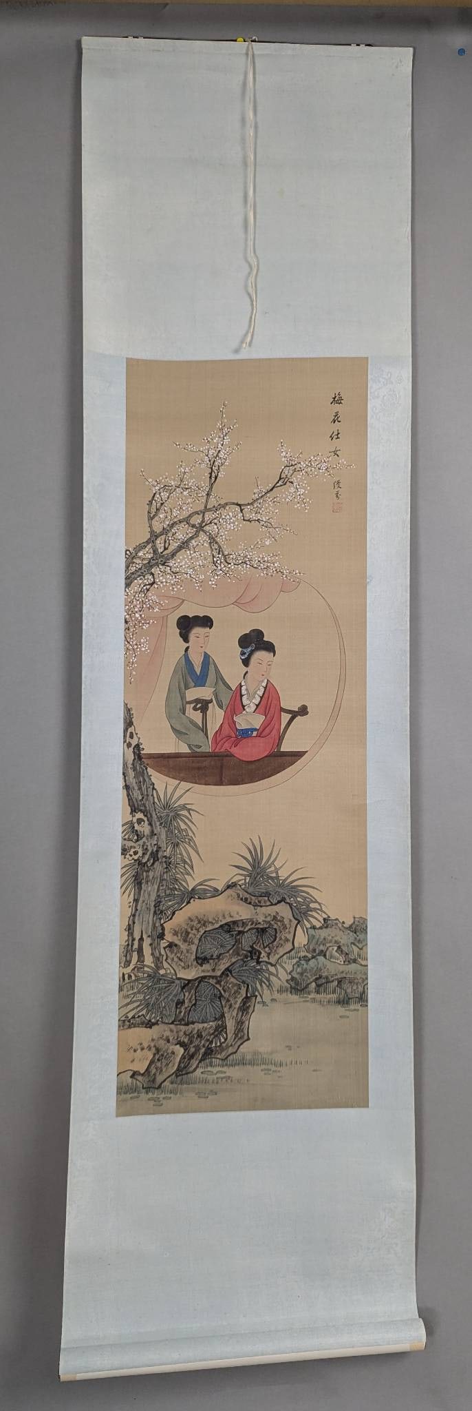 Chinese Scroll Painting Depicting Two Beauties in Ink and Color (1 of 9)