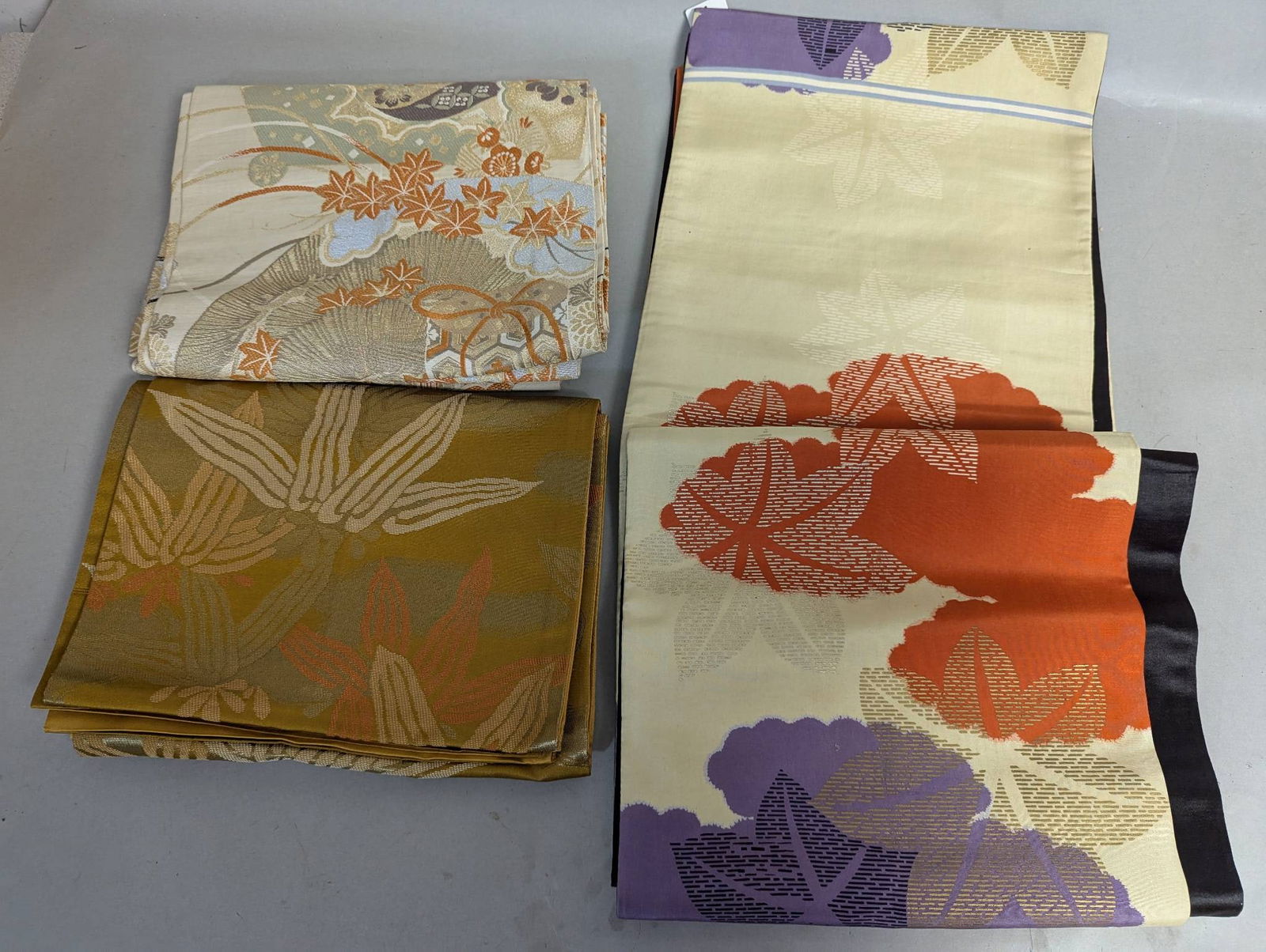 Japanese Obi Collection Featuring Bamboo and Floral Motifs (1 of 10)