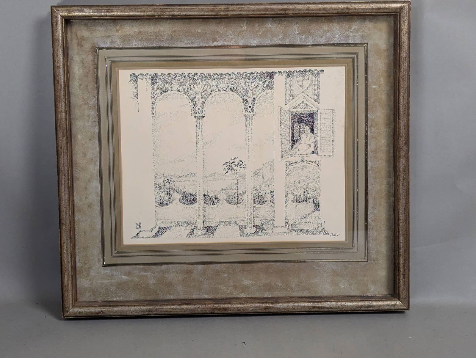 Ink Drawing of Arched Landscape with Signed Date Reilly 1967 (1 of 11)