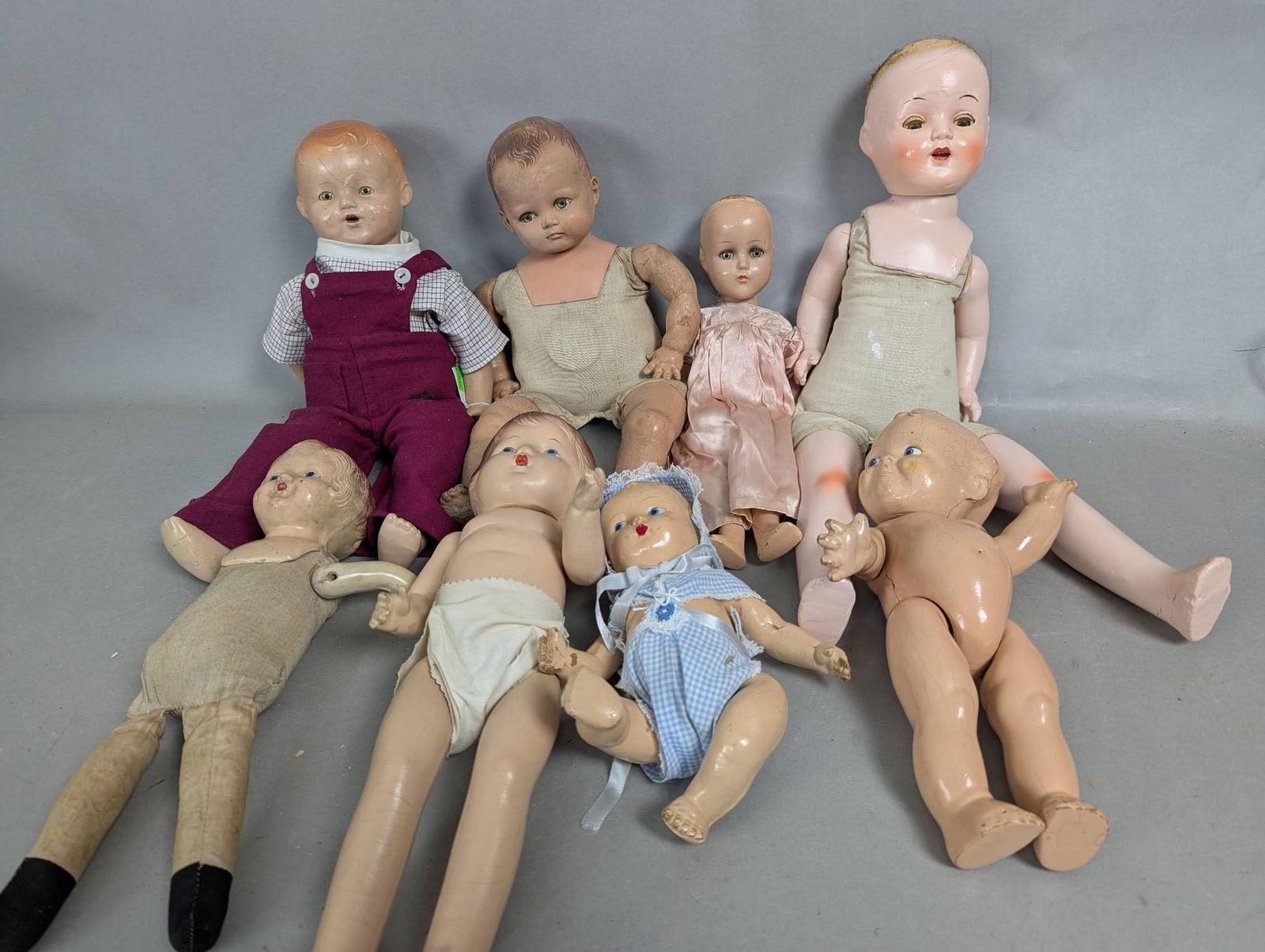 8 AntiqueÂ  Hard Plastic and Composition Baby Dolls (1 of 7)