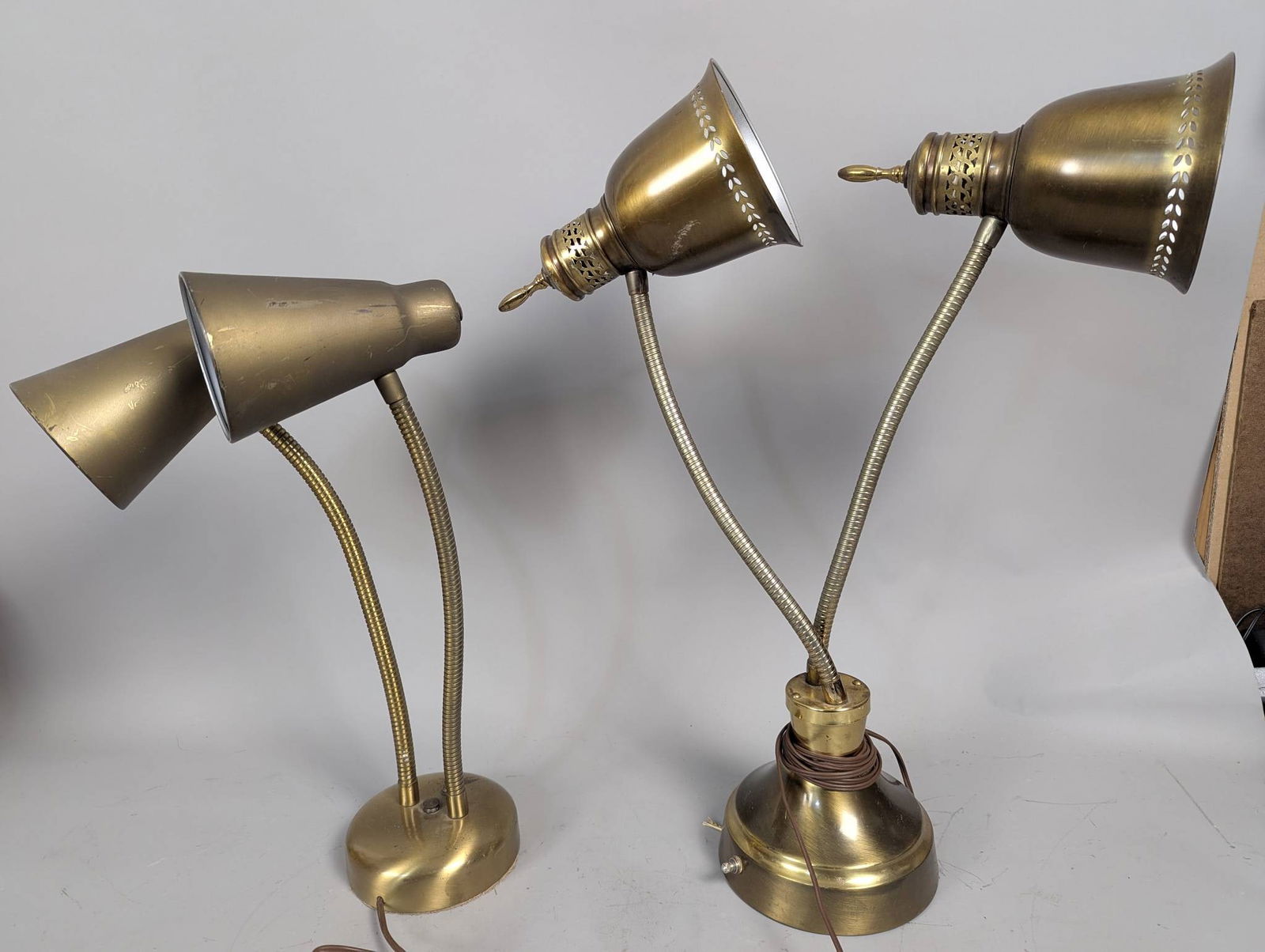 Vintage Brass Gooseneck Desk Lamp with Dual Lights (1 of 10)