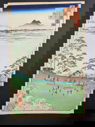 Japanese Woodblock Print by Ando Hiroshige Original 19th Century Asuka Hill