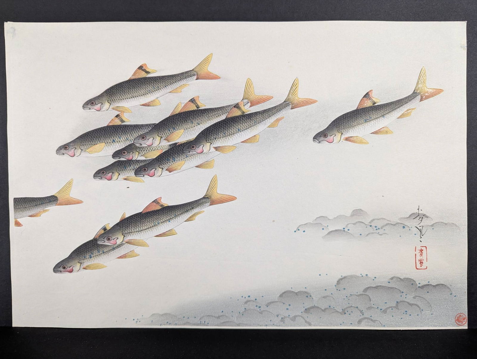 Japanese Woodblock Print by Ohno Bakufu Depicting Trout (1 of 8)