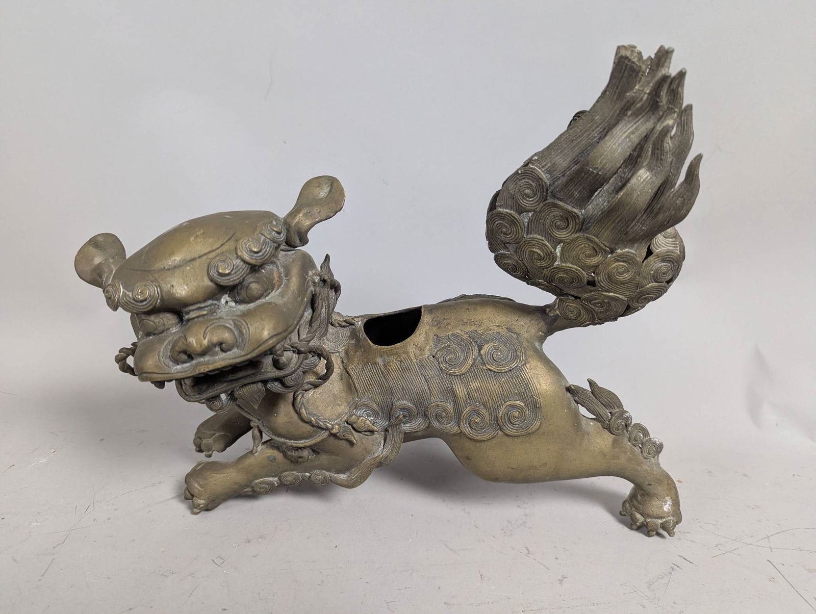 Chimnese Bronze Foo Dog Incense Burner with Sculpted Details (1 of 8)