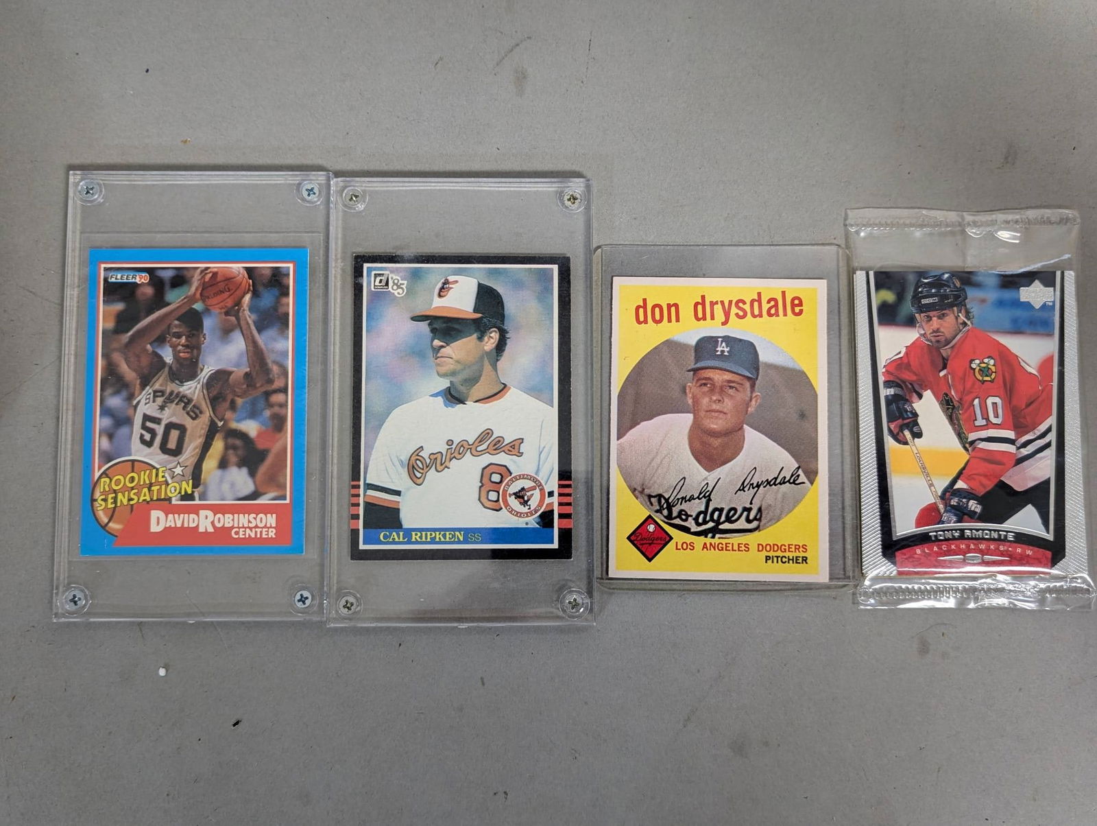 Four Sports Trading Cards Including David Robinson and Don Drysdale (1 of 9)