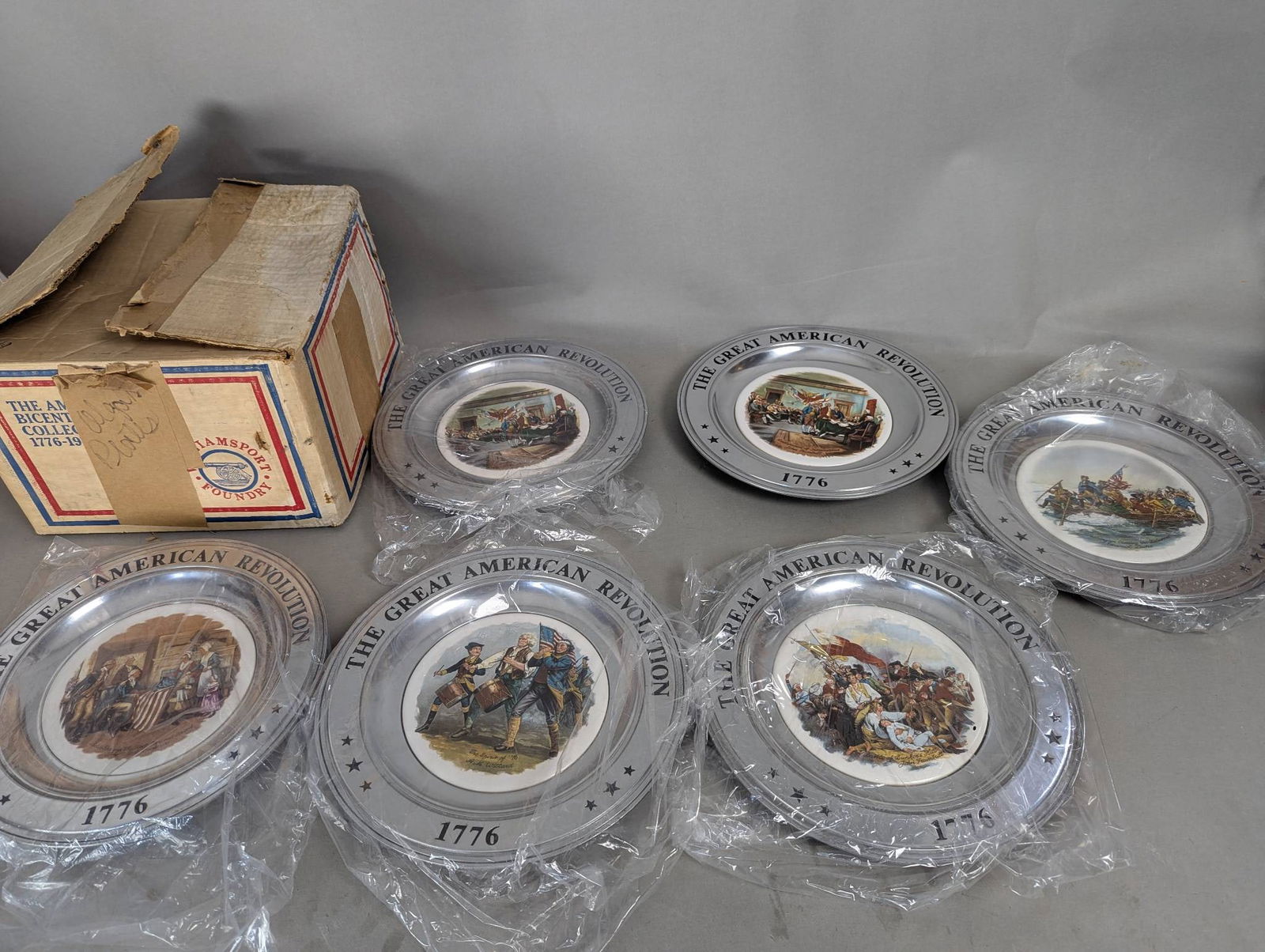The Great American Revolution Commemorative Pewter Plates with Ceramic Centers (1 of 8)