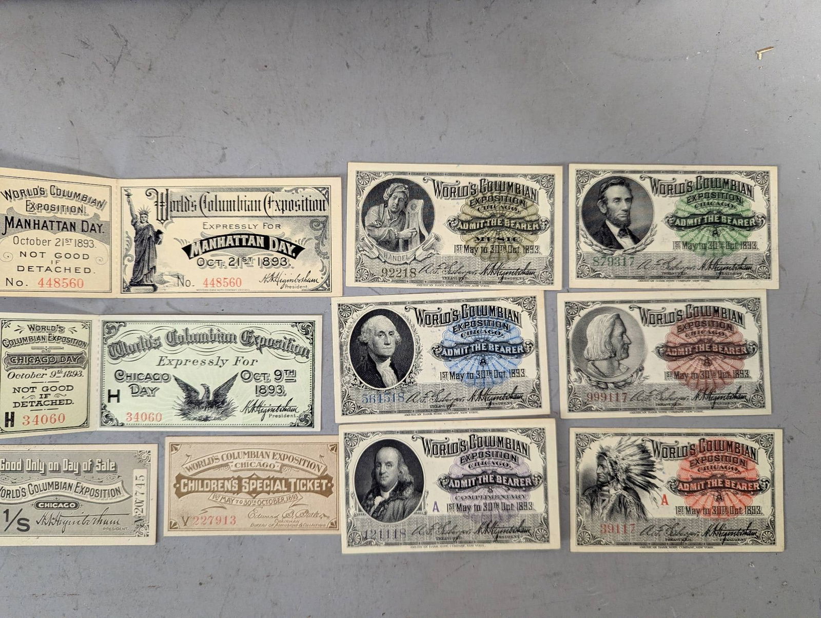10 Worlds Columbian Exposition 1893 Tickets with Diverse Designs (1 of 6)