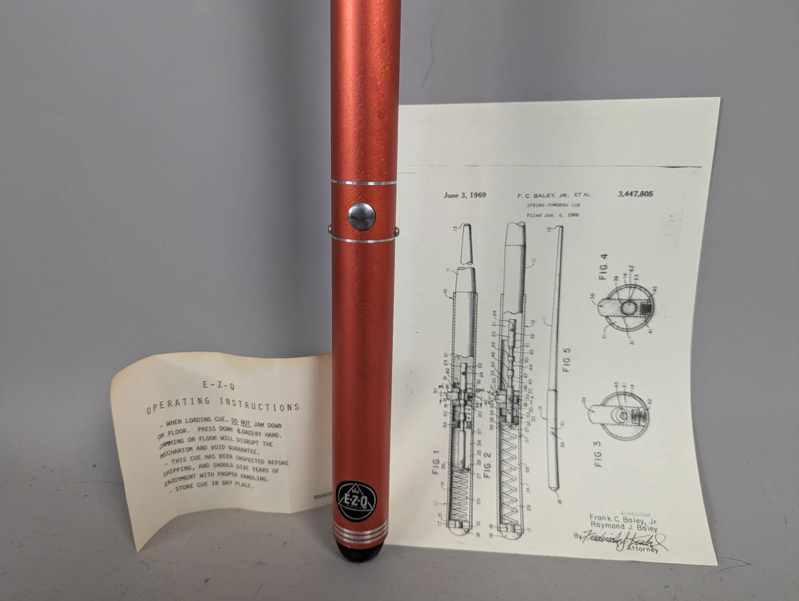 1960s NOS Automatic E-Z-Q Mechanical Pool Cue Stick with Documentation (1 of 6)