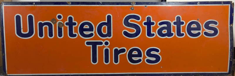 Vintage 2×6 Foot United States Tires Porcelain Advertising Sign