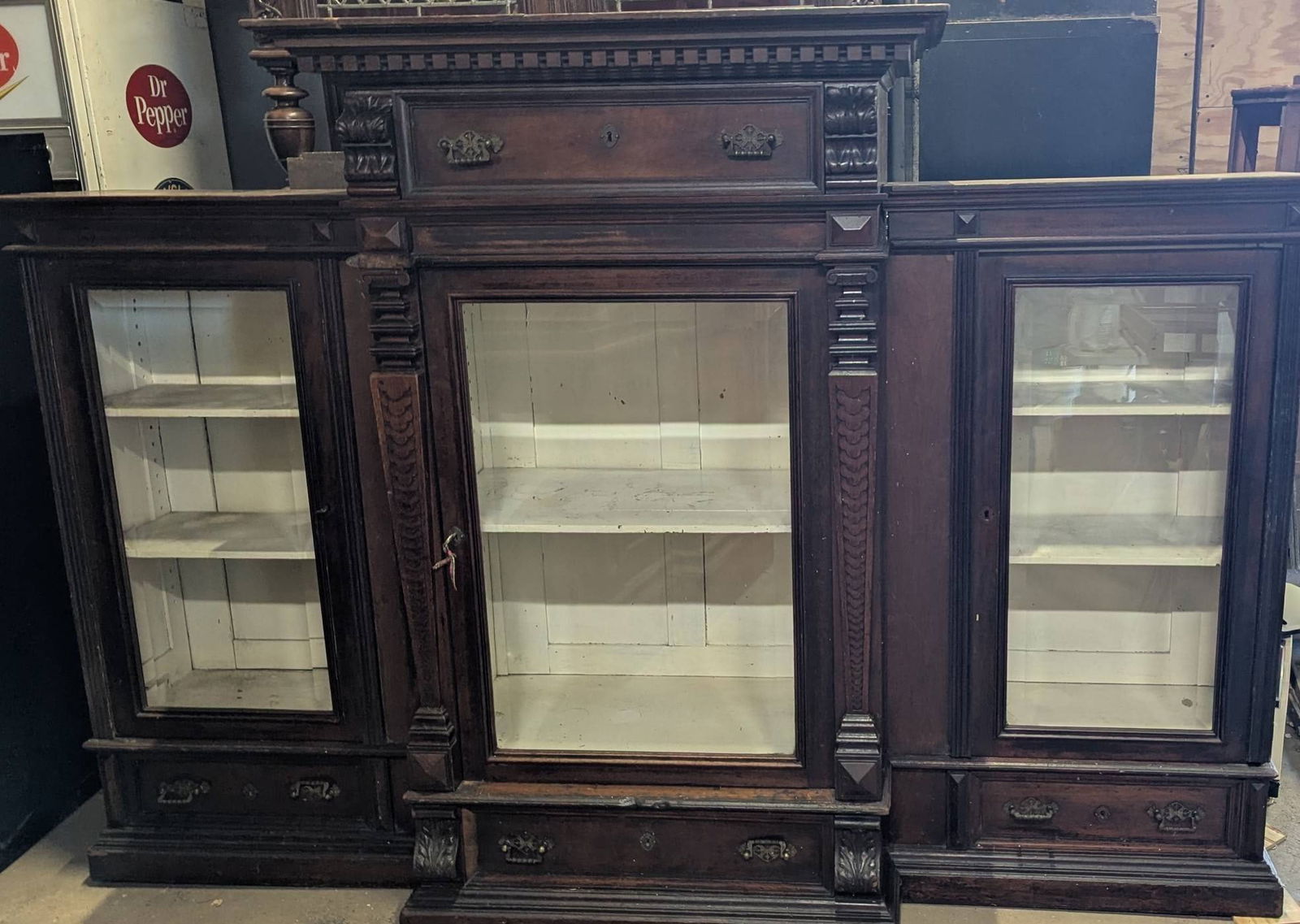 19th Century European Mahogany French Renaissance Revival Display Cabinet Bookcase (1 of 12)