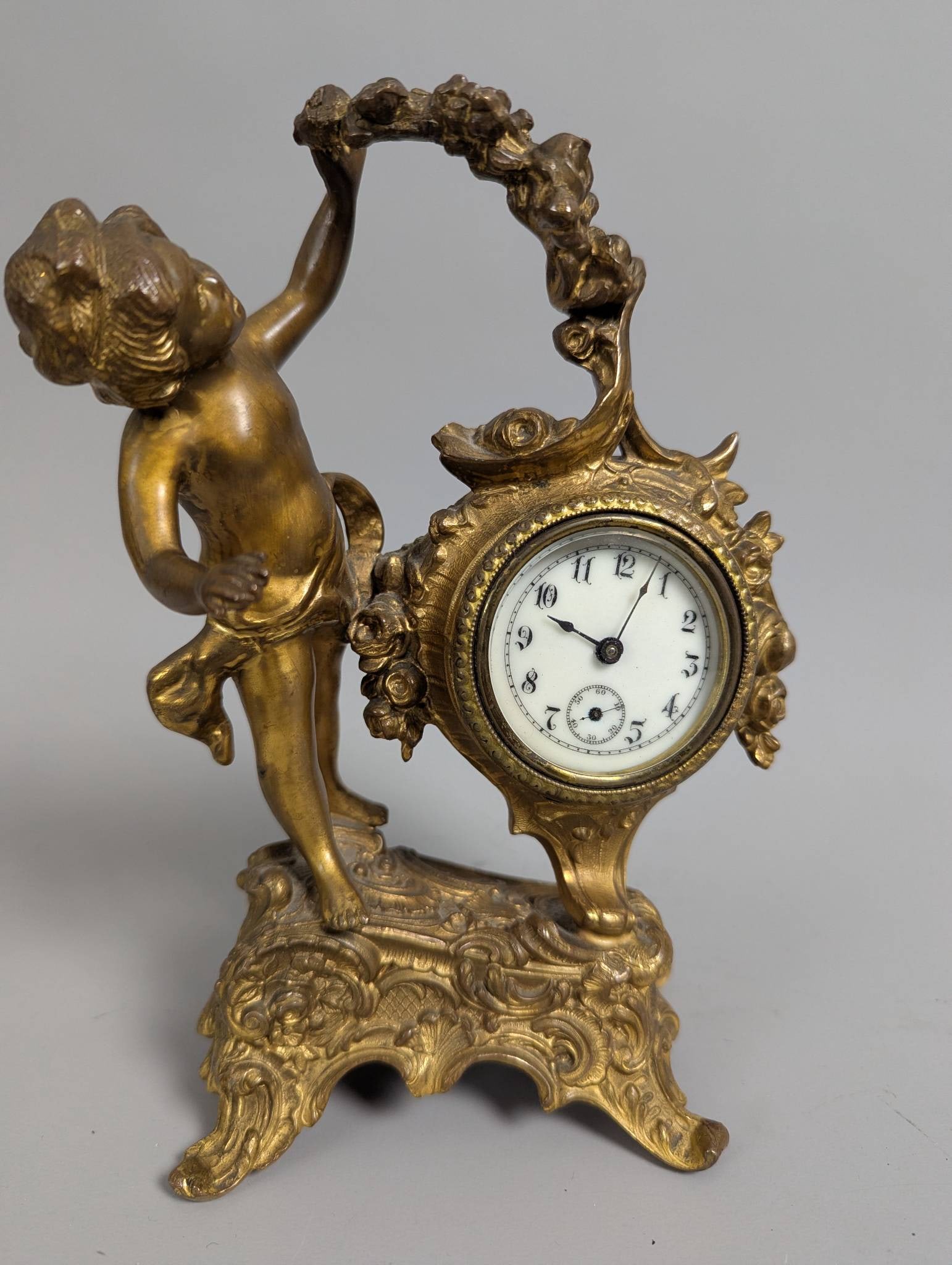 Vintage New Haven Cherub Clock with Ornate Design (1 of 6)
