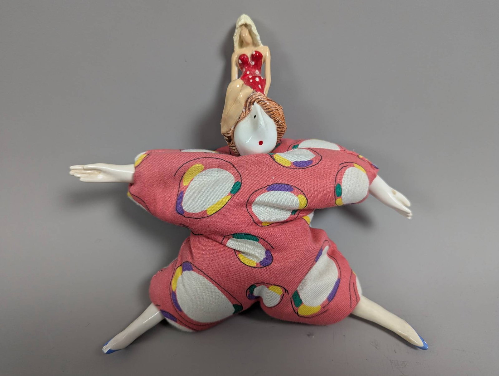 Handmade PoupÃ©e Millet Doll by Serge Chichportich and Pablo Pares: Handmade PoupÃ©e Millet doll created by artists Serge Chichportich and Pablo Pares in their Paris studio established in 1983. This doll features a posable millet-filled body, porcelain parts