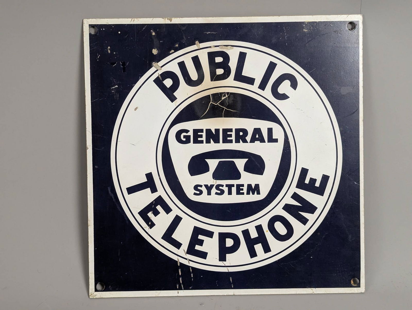 Vintage Double Sided General Telephone Public Telephone Sign (1 of 5)