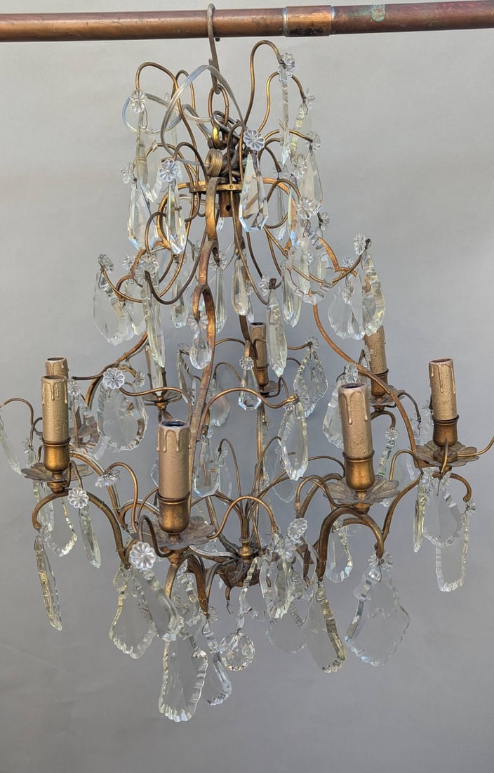 French Gilded 8 Arm Crystal Chandelier (1 of 10)