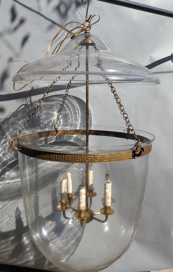 Vaughan Large Bell Jar Blown Glass Lantern Pendant Fixture (1 of 7)