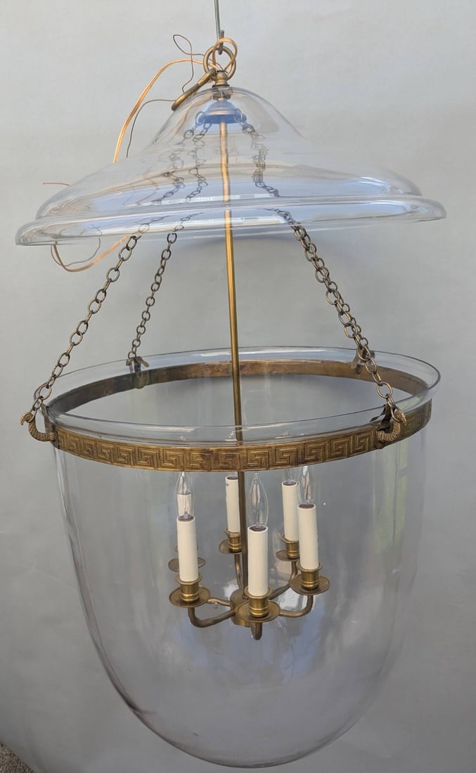 Vaughan Large Bell Jar Blown Glass Lantern Pendant Fixture (1 of 8)