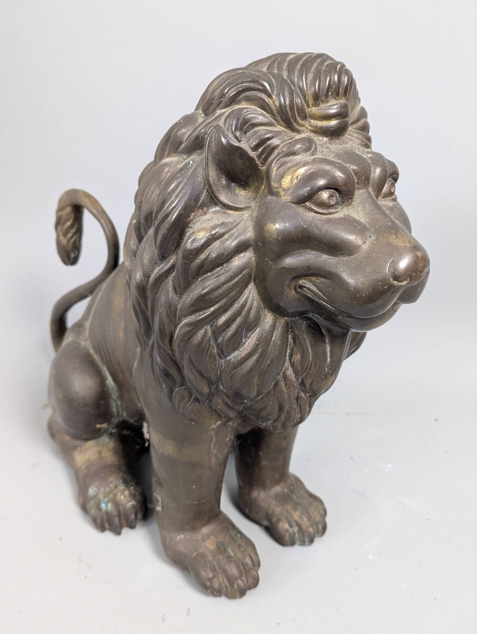 Antique Bronze Lion Sculpture With Patinated Finish (1 of 7)