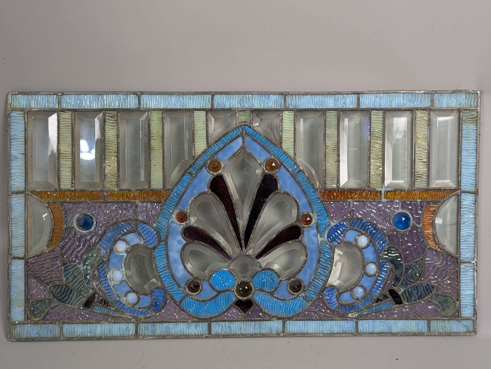 Antique Victorian Stained and Leaded Glass Transom Window Panel (1 of 11)