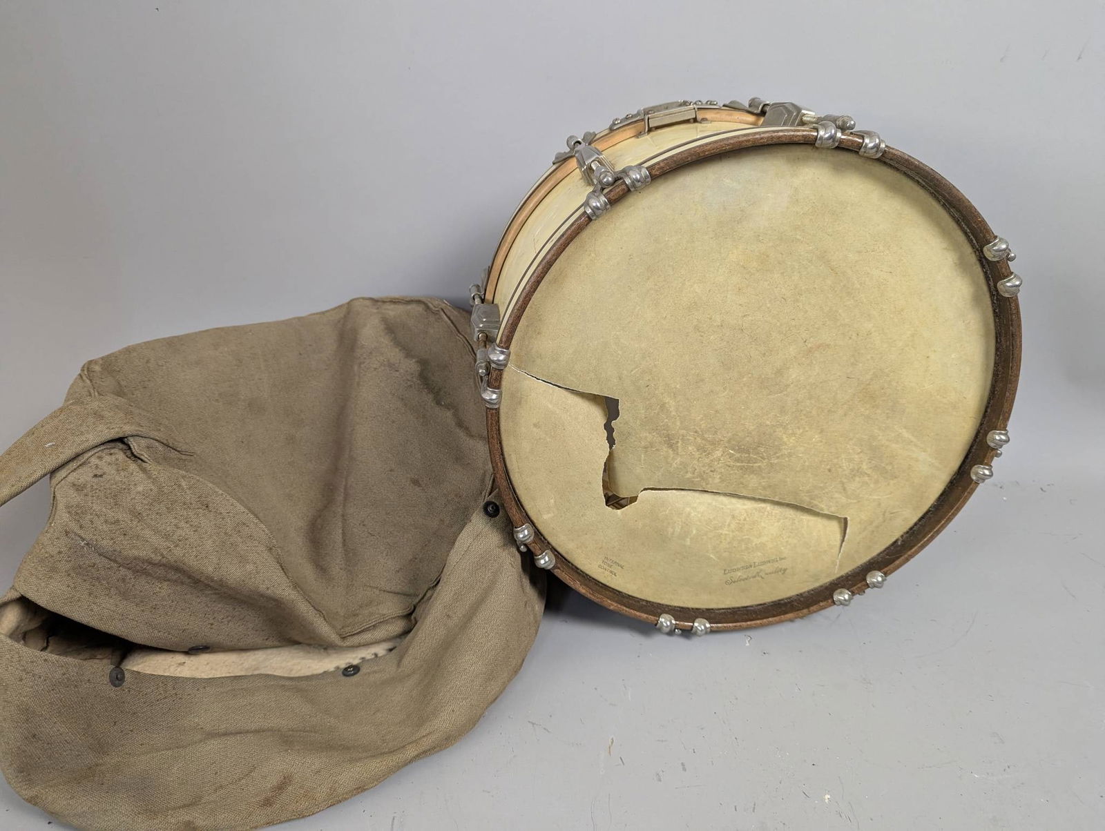 Vintage Ludwig and Ludwig Snare Drum with White Marine Pearl Finish (1 of 9)