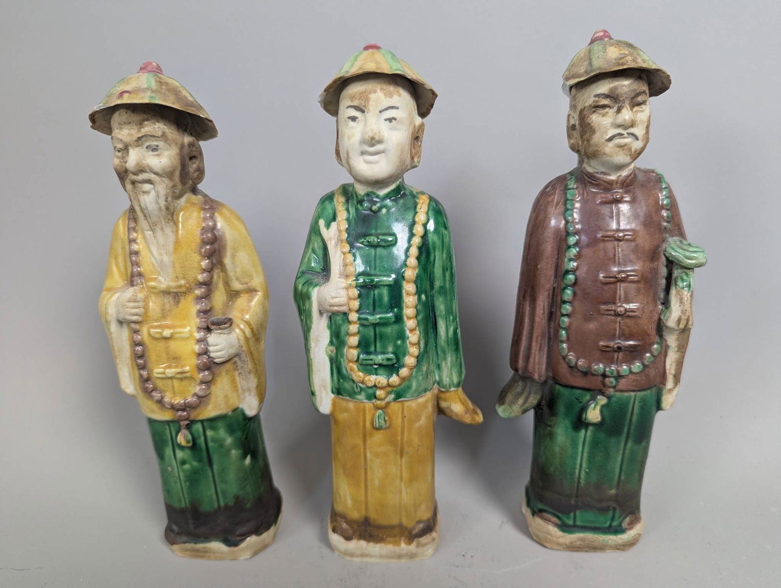 Three Chinese Porcelain Fu Lu Shou Figurines in Glazed Finish (1 of 8)