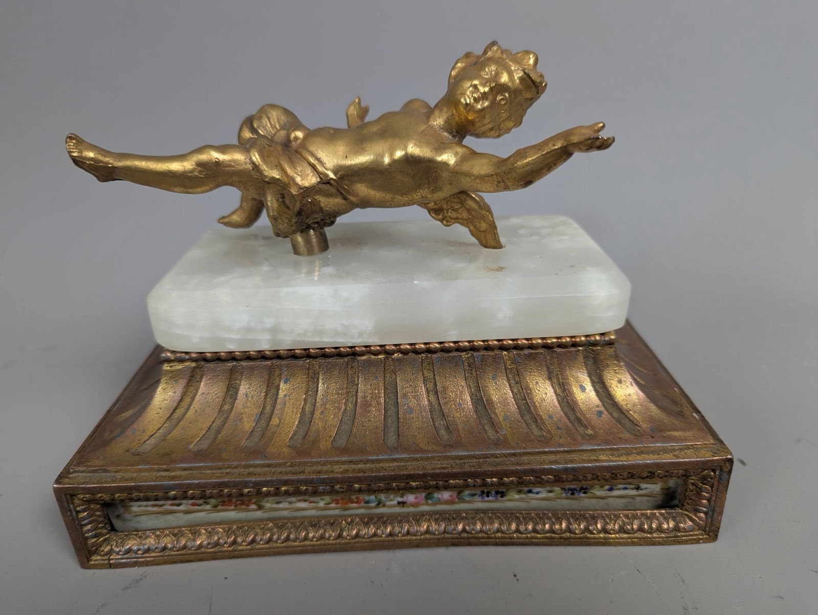 Bras and Onyx Italian Cherub Clock PartÂ  (1 of 7)