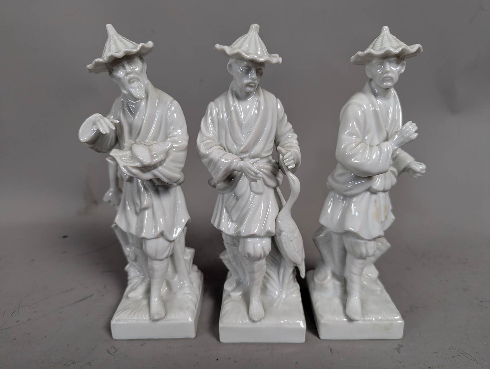 Fitz and Floyd Blanc de Chine Porcelain Figurines of Chinese Men with Crane (1 of 9)