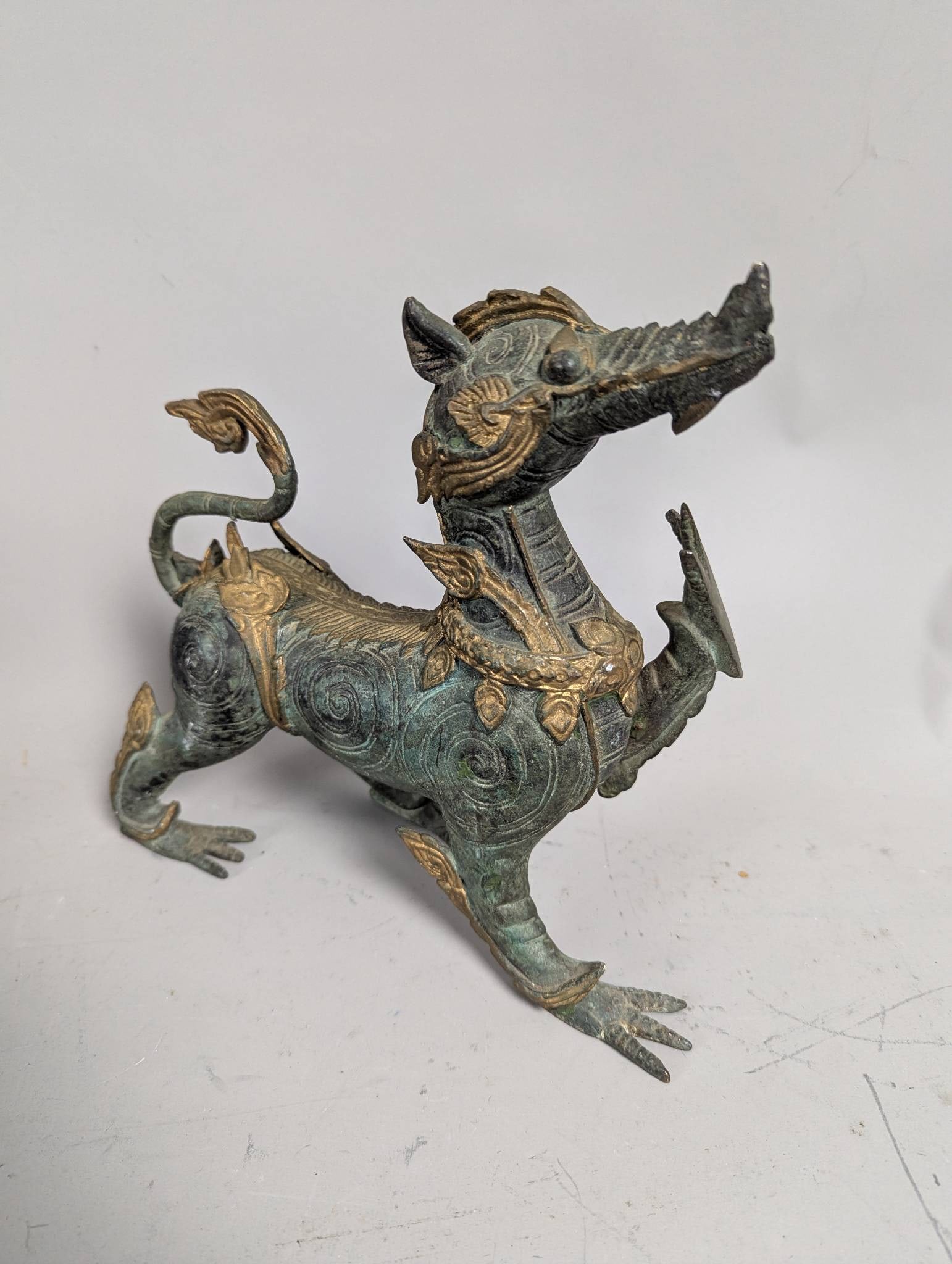 Thai Bronze Mythological Dragon Statue with Intricate Detailing (1 of 5)