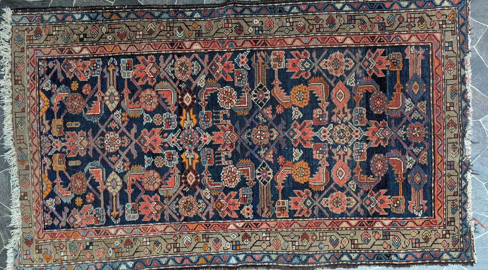 Antique Hamadan Tribal Hand Woven Rug with Floral Motifs (1 of 9)