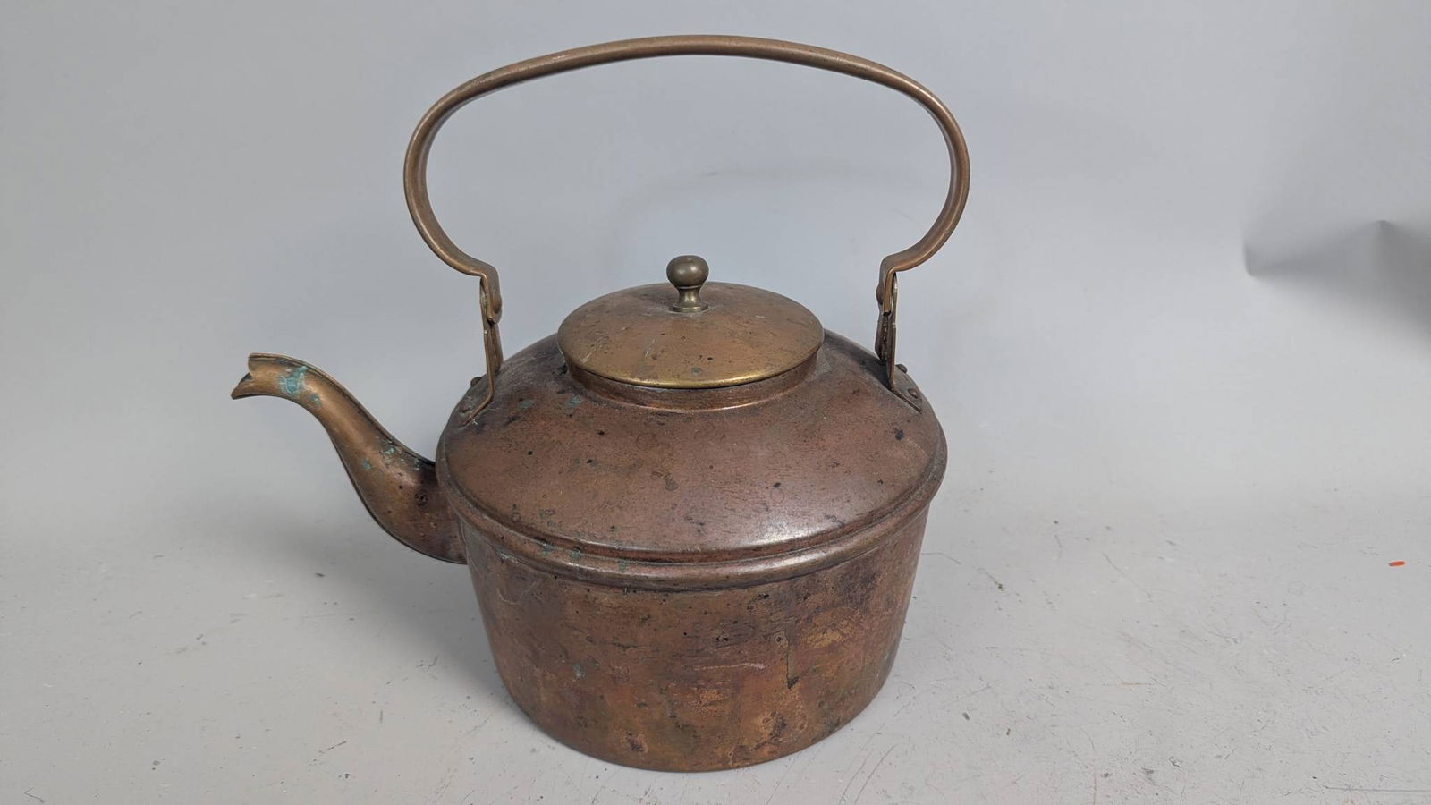 Antique Copper Tea Kettle with Brass Handle and Lid Knob (1 of 7)