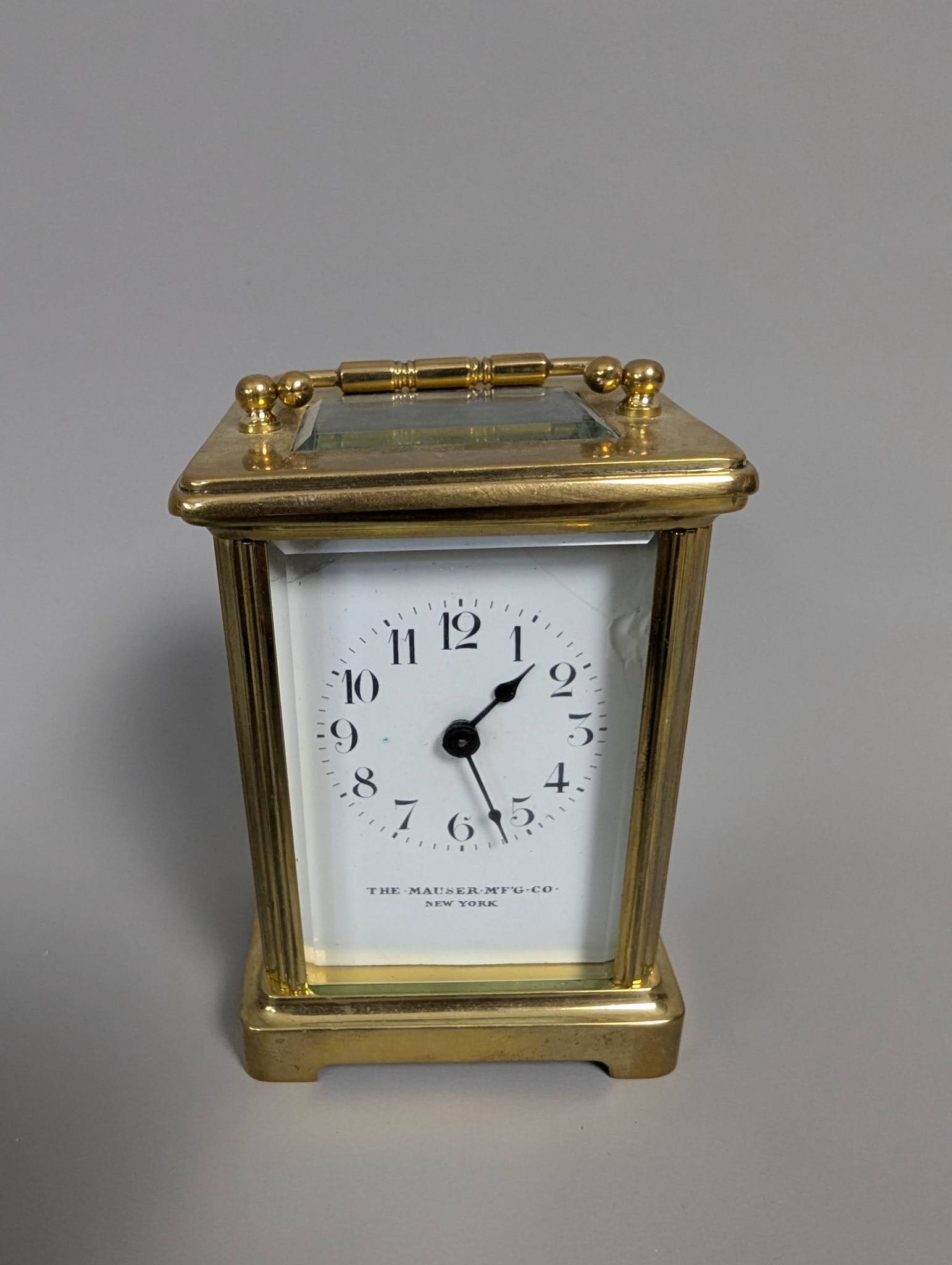 Gilt Brass Carriage Clock by Mauser Mfg Co of New York (1 of 7)