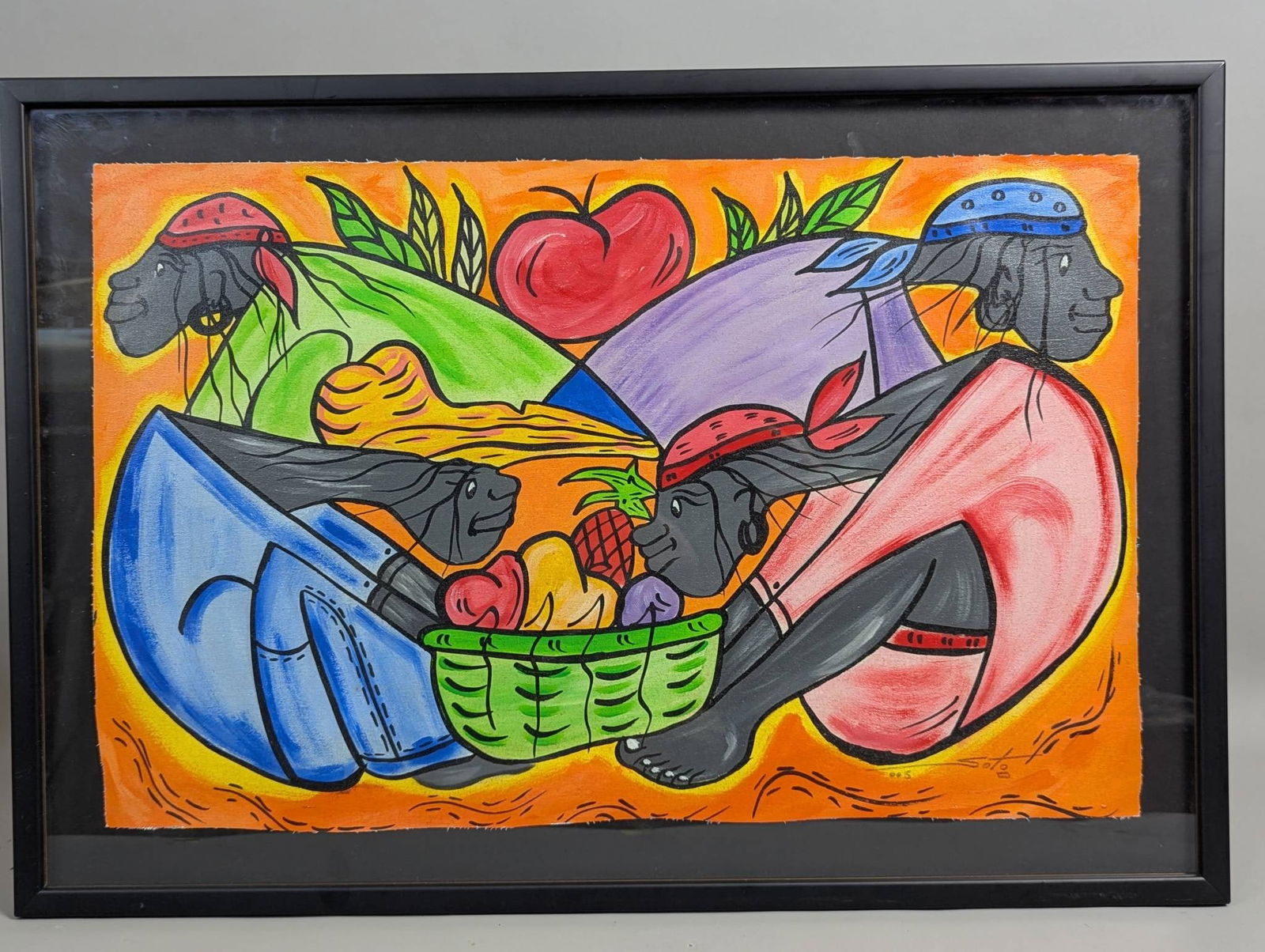 Haitian Painting on Canvas Signed Soto and Dated 2005 (1 of 10)