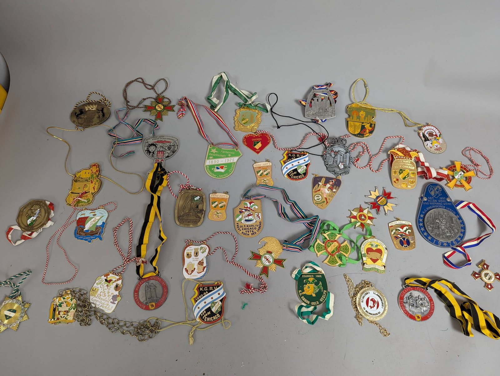 Vintage German Shooting and Hiking Festival Enamel MedalsÂ : Extensive collection of vintage German shooting and hiking festival medals, commonly known as SchÃ¼tzenfest or Wandertag badges. These medals are awarded for participation or achievements in