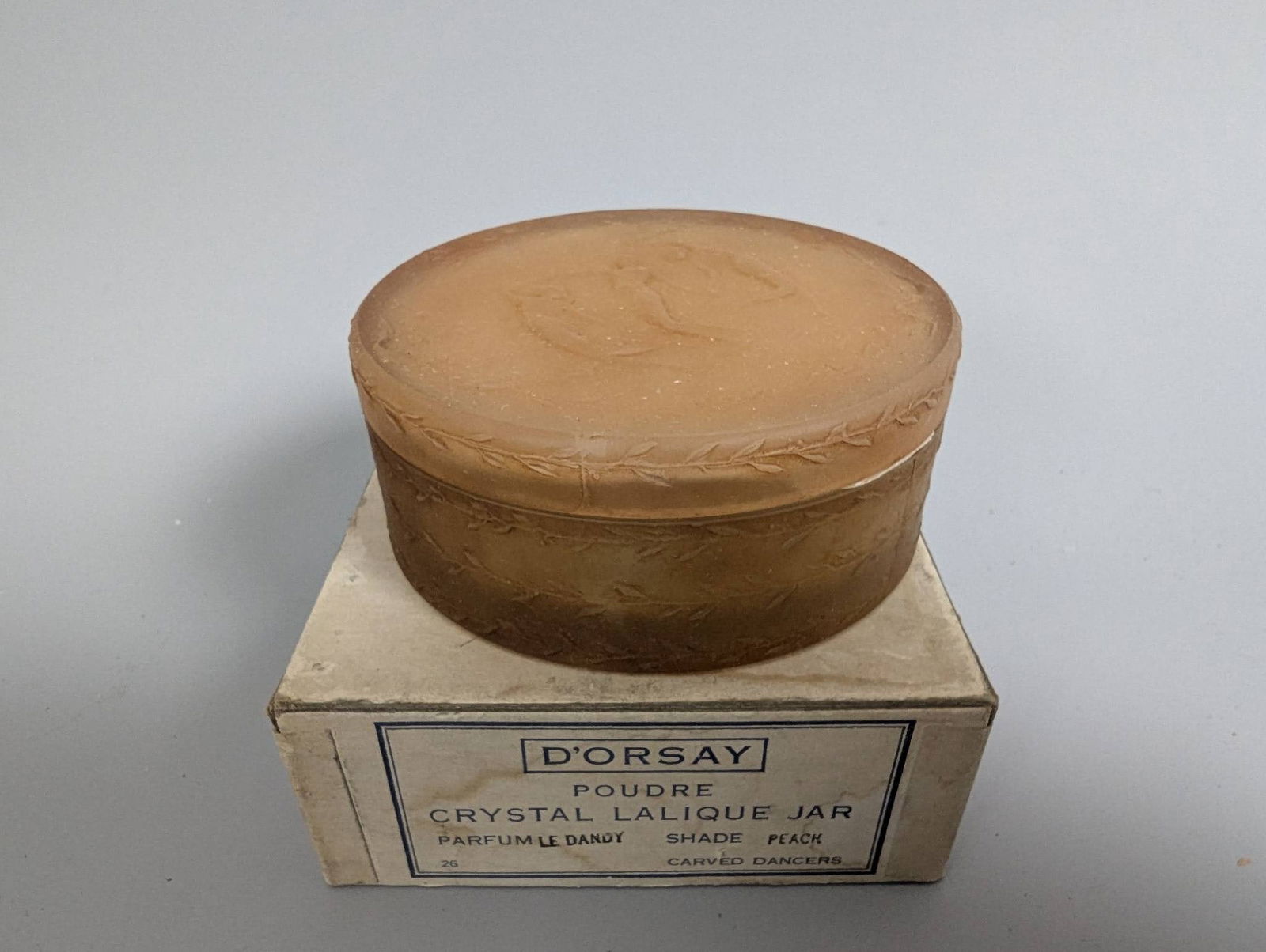 Dâ€™Orsay Powder Box with Rene Lalique Crystal Jar Carved Dancers Design (1 of 6)