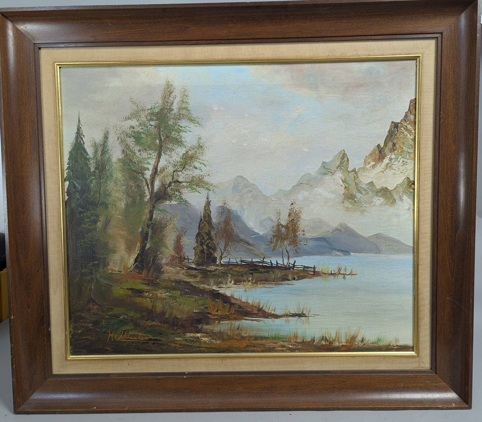 Signed H Muller Oil on Canvas Depicting a Mountainscape (1 of 15)