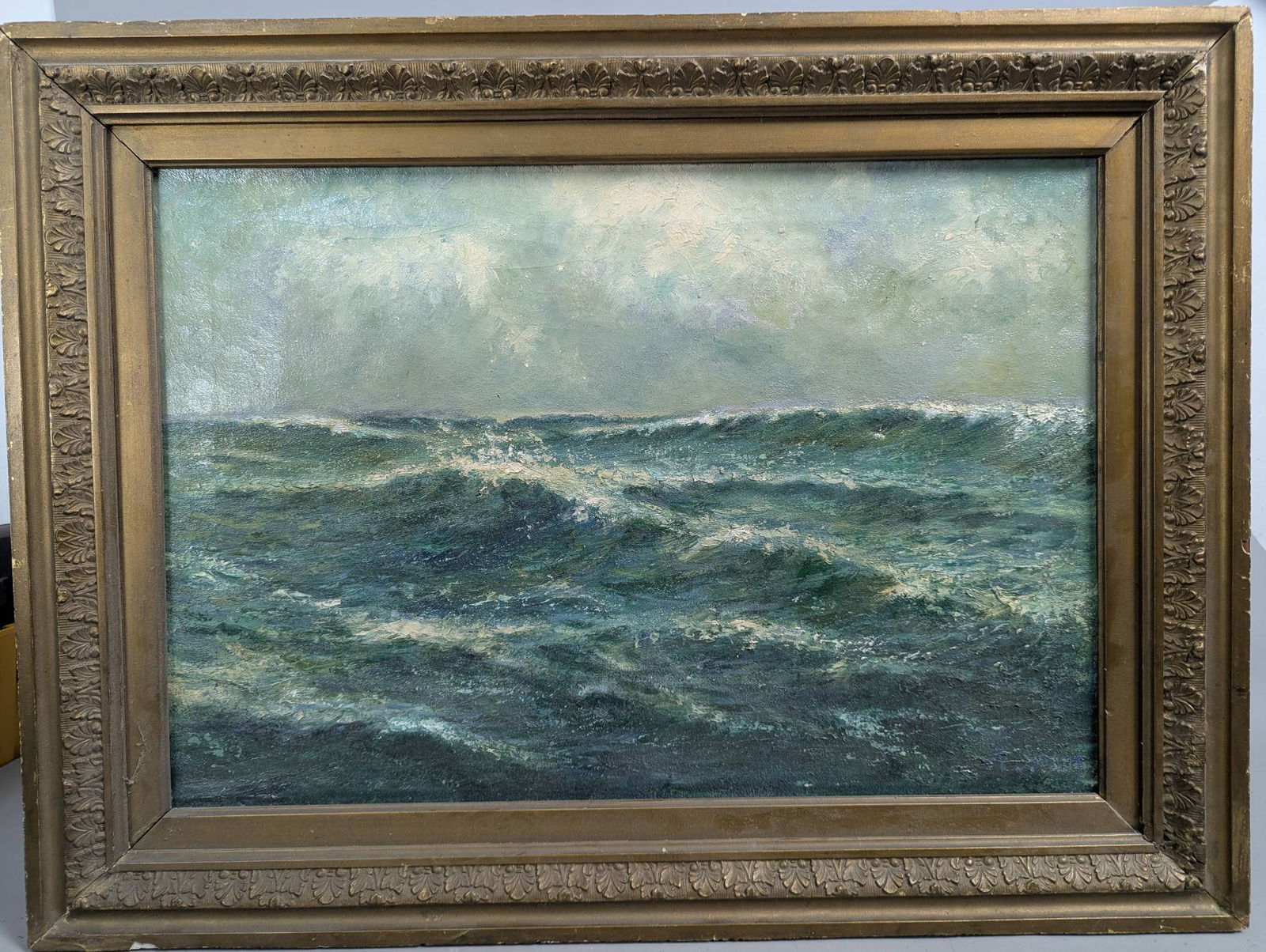 1935 RS Smith Oil Painting Depicting Ocean Waves (1 of 15)