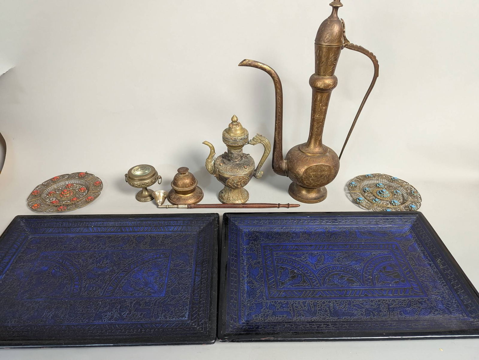10 Vintage Persian and Indian Collectibles Including Platter and Decorative Items (1 of 7)